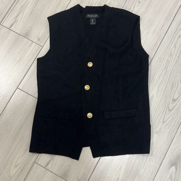 Rachel Zoe women's black vest with gold buttons size small   perfect for a casua - Picture 1 of 5